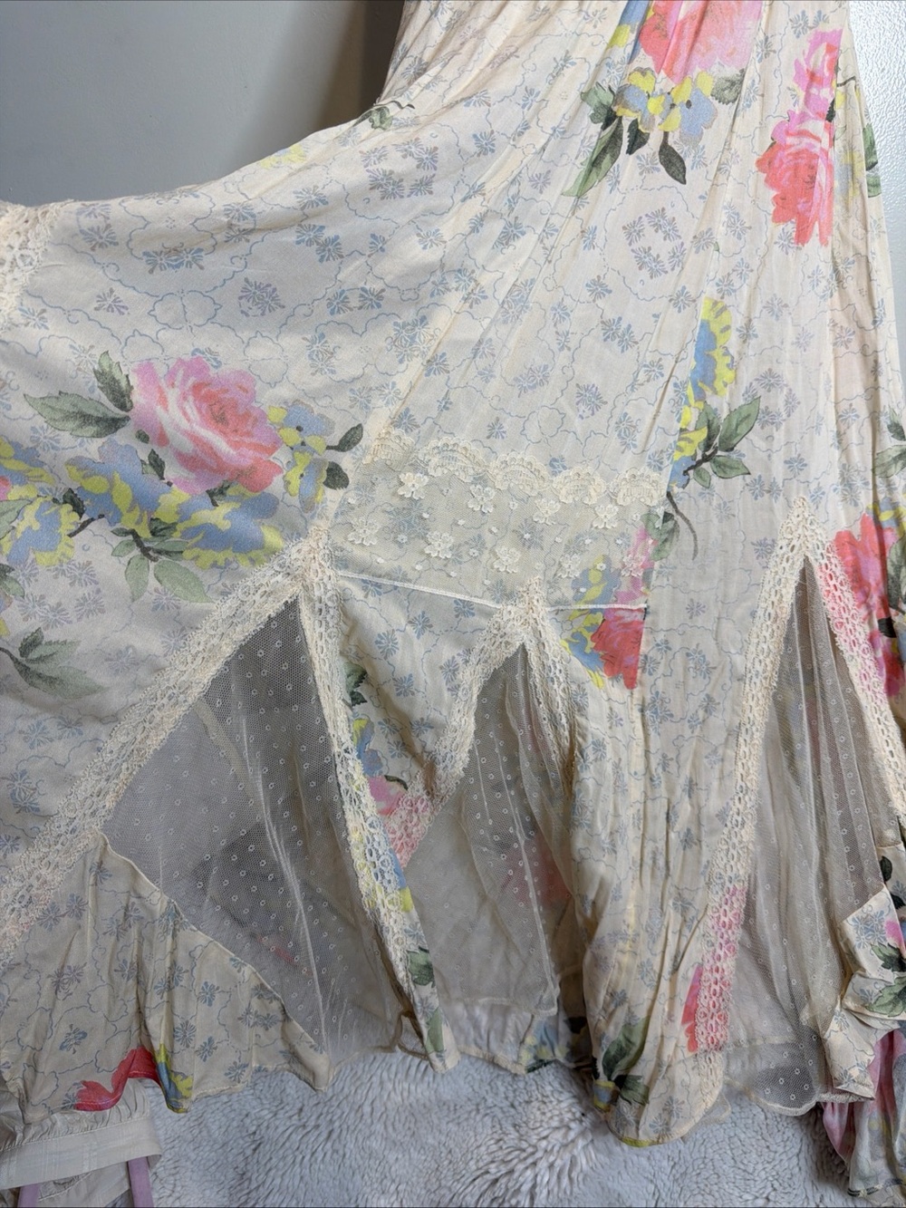 Free People Good Luck Charm Lace Floral Vintage maxi Slip Dress - Picture 6 of 10